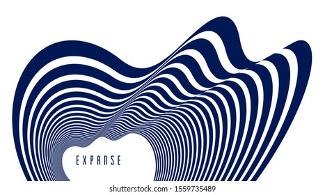 Abstract 3D trendy modern lines in perspective vector background, dimensional design cool element, funky style layout for ads posters banners and covers, perfect abstraction.