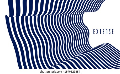 Abstract 3D trendy modern lines in perspective vector background, dimensional design cool element, funky style layout for ads posters banners and covers, perfect abstraction.