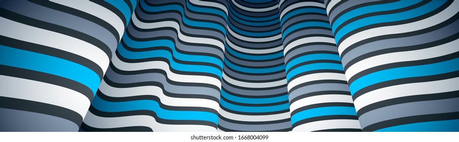 Abstract 3D trendy modern lines in perspective vector background, dimensional design cool element, funky style layout for ads posters banners and covers, perfect abstraction.