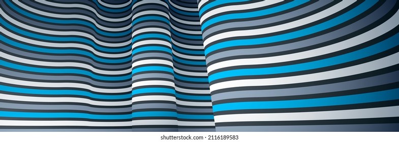 Abstract 3D trendy modern lines in perspective vector background, dimensional design cool element, funky style layout for ads posters banners and covers, perfect abstraction.