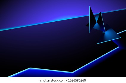 Abstract 3D triangle blue line lighting modern bacground