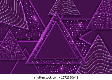 Abstract 3D triangle Luxury vector Background with Glowing Halftone Pattern. Usable as cover, wallpaper, banner, website, etc.