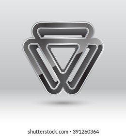 Abstract 3d triangle metal icon, Vector illustration
