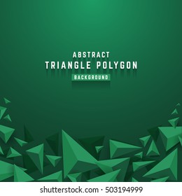 Abstract 3D triangle polygon background. Green background with triangle elements and blank space. Vector illustration