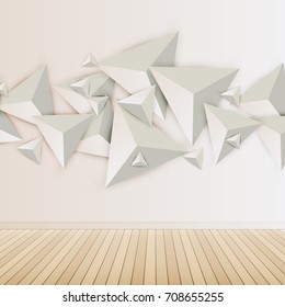 Abstract 3D triangles on light background, vector illustration