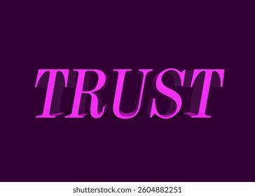 Abstract 3D Trust Text Effect Design Purple Background