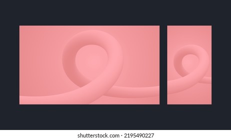 Abstract 3d tube line pink background set