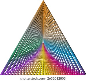 Abstract 3D tunnel of colorful triangles