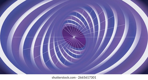 Abstractas diseño de túnel 3D con óvalos concéntricos púrpura en capas,