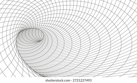 Abstractas túnel 3D. Vector agujero de gusano. Ruta de acceso desde la cuadrícula.