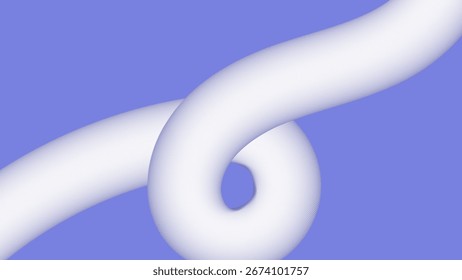 Abstrakte 3D-Twisted Tube mit glatter Farbverlauf-Textur auf blauem Hintergrund, modernes minimales geometrisches Design für digitale Kunst, Tapeten und Hintergründe