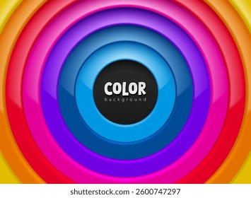 Abstract 3D vector background with vibrant concentric layers, gradient colors, glossy effect. Perfect for web design, branding, presentations, posters, infographics, and digital marketing materials