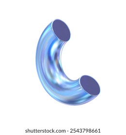 Abstrato vetor 3d azul holográfico tubo metálico futurista com brilho iridescente e design abstrato isolado
