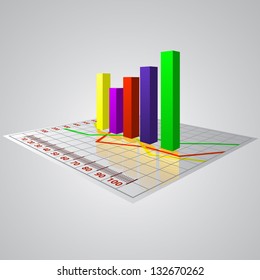 Abstract 3D vector business diagram with reflection of money.