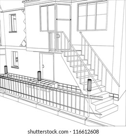 Abstract 3D vector construction of building. Concept - city, architecture and designing