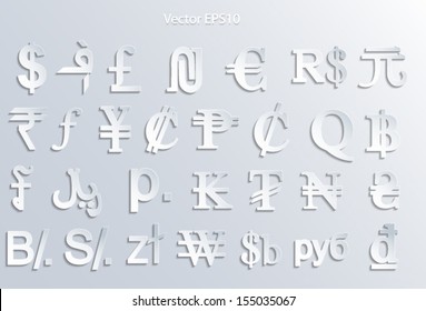 Abstract 3d Vector Currency Symbols (world Money). Vector Eps10.