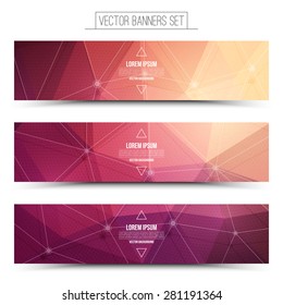 Abstract 3d vector digital technology web banners set. Internet technology vector background. Business abstract vector. Design vector elements 