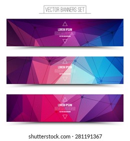 Abstract 3d vector digital technology web banners set. Internet technology vector background. Business abstract vector. Design vector elements 