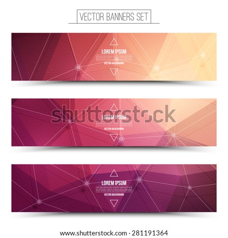 Abstract 3d vector digital technology web banners set. Internet technology vector background. Business abstract vector. Design vector elements 