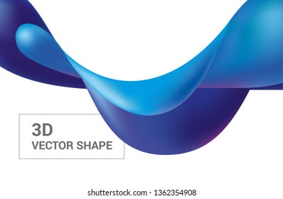Abstract 3d vector flow shape. Liquid modern background