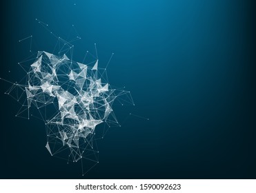 Abstract 3d Vector futuristic dots and lines. computer geometric digital connection structure. Futuristic black abstract grid. Plexus with particles. Intelligence artificial
