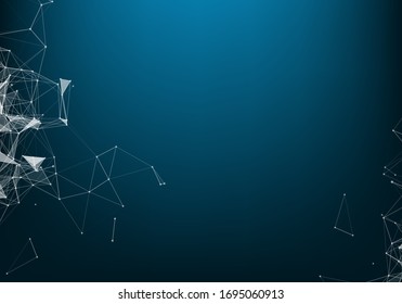 Puntos y líneas futuristas abstractos del vector 3d. estructura de conexión digital geométrica del ordenador. Cuadrícula abstracta negra futurista. Plexo con partículas. Inteligencia artificial