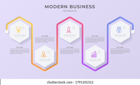 Abstract 3D vector infographic template with a steps for success. Presentation with line elements icons. Business concept design can be used for web, brochure, diagram, chart or banner layout. 