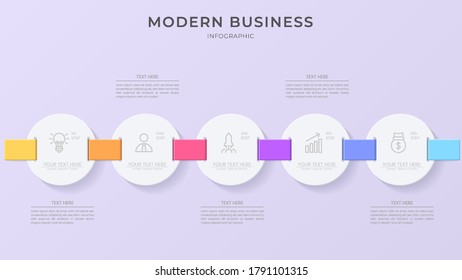 Resumen de la plantilla de infografía vectorial 3D con pasos para el éxito. Presentación con iconos de elementos de línea. El diseño de concepto de negocio se puede utilizar para la web, folleto, diagrama, gráfico o diseño de banners. 
