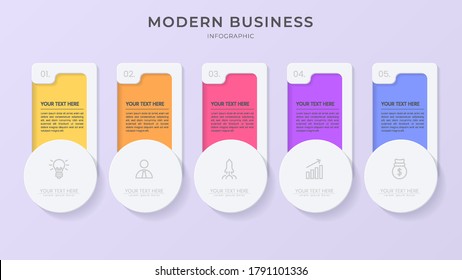 Abstract 3D vector infographic template with a steps for success. Presentation with line elements icons. Business concept design can be used for web, brochure, diagram, chart or banner layout. 