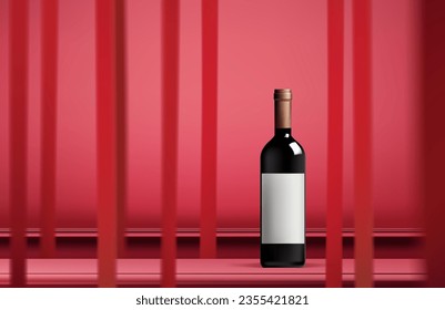 Abstract 3D Vector minimal scene for mockup product display. Beverage product background for sale event concept. Stage showcase with red ribbon on red background. Vector EPS10