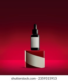 Abstract 3D Vector minimal scene for mockup product display. Product background for sale event concept. Circus stage on red display studio background. Vector EPS10