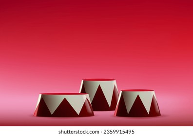 Abstract 3D Vector minimal scene for mockup product display. Product background for sale event concept. Circus stage on red display studio background. Vector EPS10