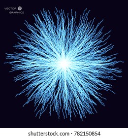 Abstract 3d vector object in form of curled fiber particles. Object for technical, computer science, medical illustration.