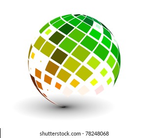 abstract 3d vector sphere with glossy mosaic design.