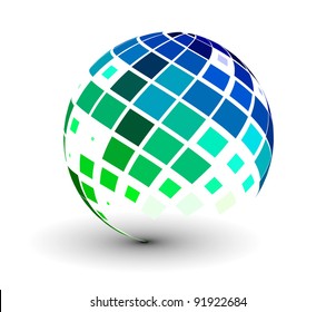 abstract 3d vector sphere with glossy mosaic design