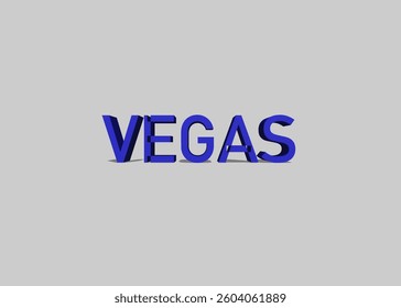 Abstract 3D Vegas Text Effect Design White Background
