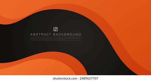 Abstract 3D wave art background design with dark gray and orange combination for design. Eps10 vector