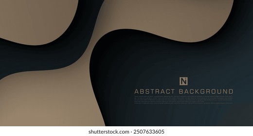 Abstract 3D wave art background design with dark gray and brown combination for design. Eps10 vector