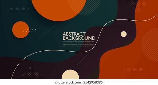 Abstract 3D wave art background design with dark brown combination orange and green color for design. Papercut background. Overlap background. Eps10 vector