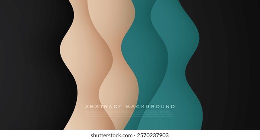 Abstract 3D wave art background design with dark black, green, and brown combination for design. Eps10 vector