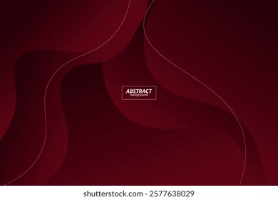 Abstract 3D wave art background design with dark red color for design. Vector Eps10