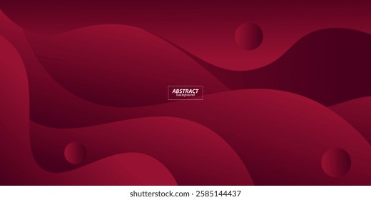 Abstract 3D wave art background design with dark red color for design. Vector Eps10
