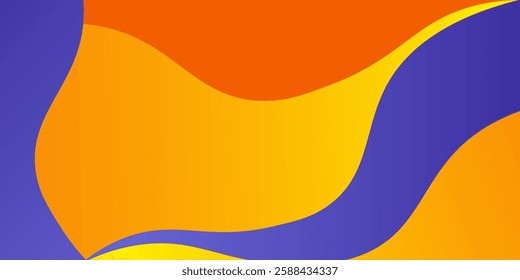 Abstract 3D wave art background design with purple and orange combination for design. 