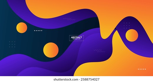 Abstract 3D wave art background design with purple and orange combination for design. Vector Eps10