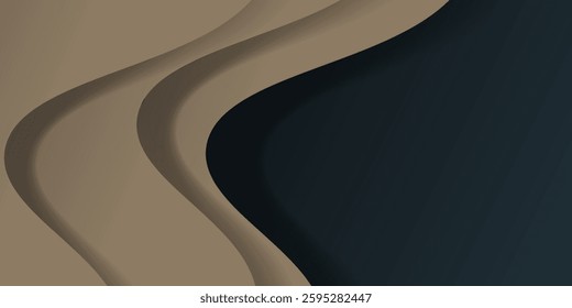Abstract 3D wave art background design with dark gray and brown combination for design. Eps10 vector