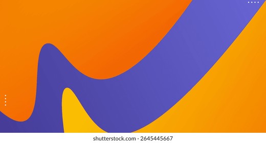 Abstract 3D wave art background design with purple and orange combination for design. Eps10 vector
