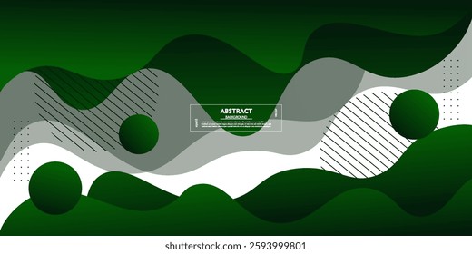 Abstract 3D wave background with green and white color combination. Curved banner pattern background design. Vector Eps10