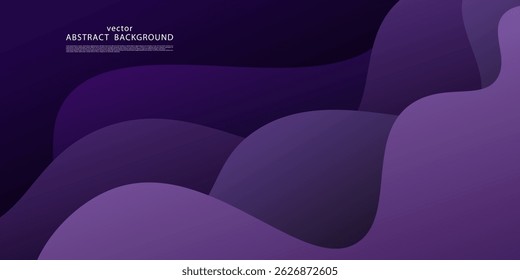 Abstract 3D wave background with purple liquid shapes in the background. Simple liquid wave shape pattern layer background. Vector Eps10
