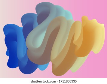 abstract 3D wave, bright pink volumetric shape, color blending flow