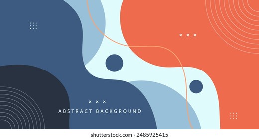 Abstraktes 3D Wave Fluid Art Hintergrunddesign mit blauem, orangefarbenem und weißem Kombinationshintergrund. EPS10-Vektorgrafik